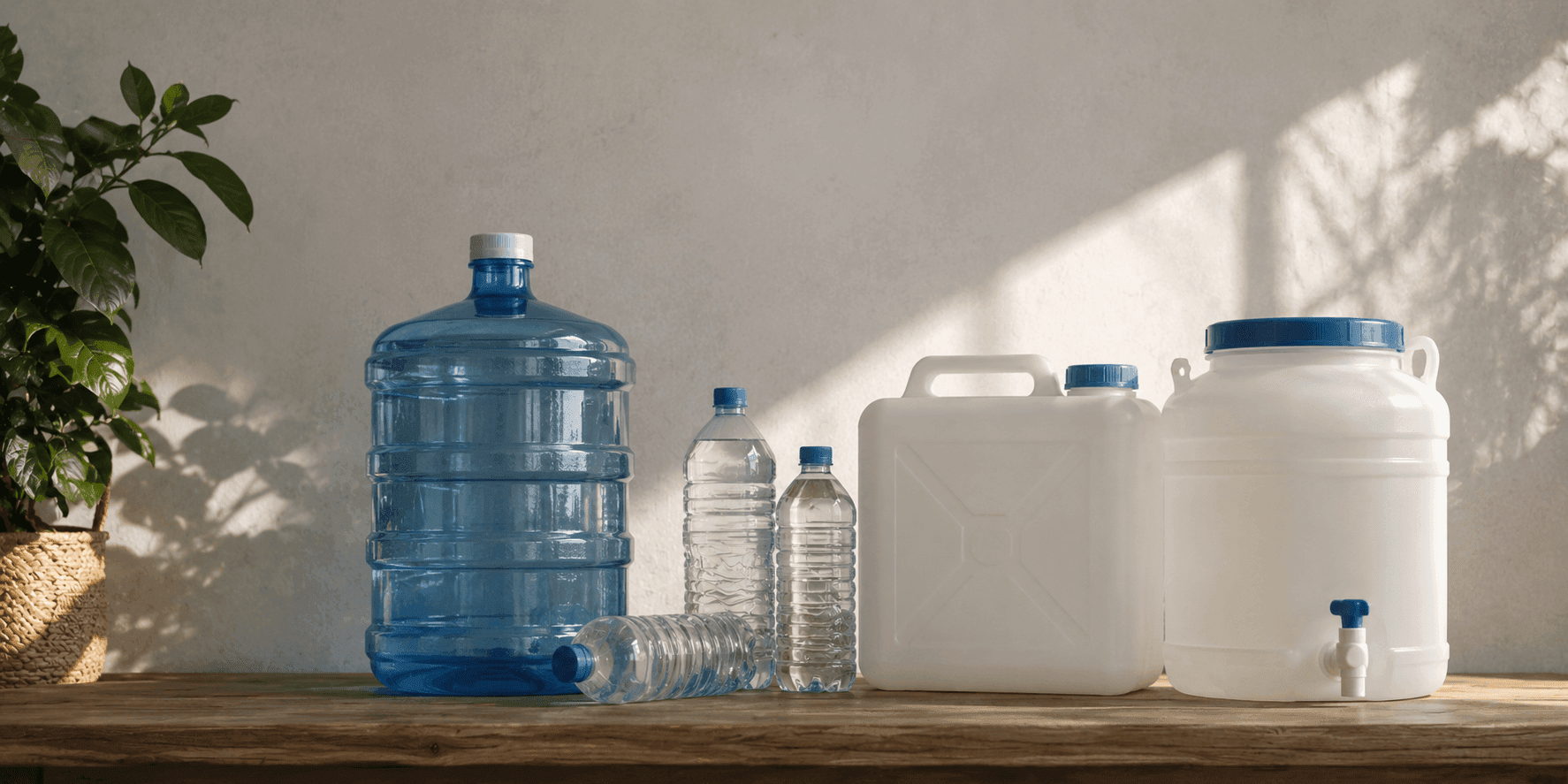 Cómo almacenar agua en emergencias con garrafas, botellas y depósitos alimentarios organizados para mantener una reserva segura en el hogar