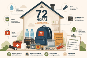 Kit de emergencia 72 horas preparado para el hogar