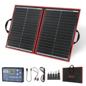 Panel solar portátil plegable de 100W para kit de emergencia y suministro eléctrico autónomo