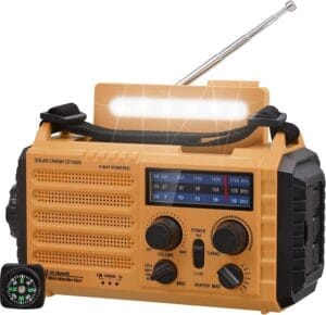 Radio de emergencia con manivela, linterna y batería recargable para kit de emergencia