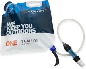 Filtro de agua por gravedad Sawyer de 1 galón para kit de emergencia y almacenamiento seguro de agua